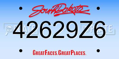 42629Z6 South Dakota License Plate