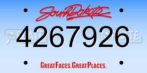 4267926 South Dakota License Plate