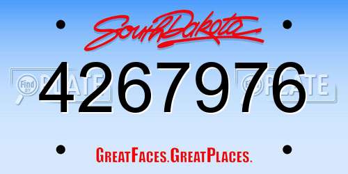 4267976 South Dakota License Plate