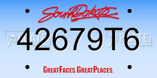 42679T6 South Dakota License Plate