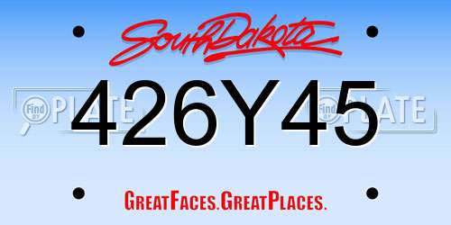 426Y45 South Dakota License Plate