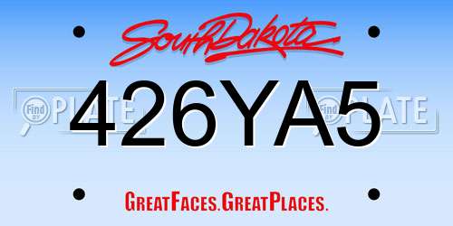 426YA5 South Dakota License Plate