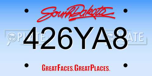 426YA8 South Dakota License Plate