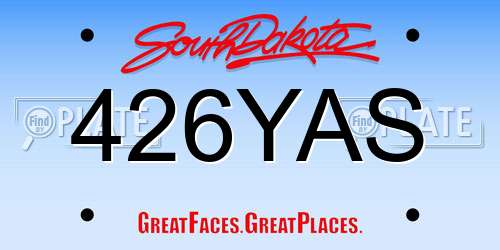 426YAS South Dakota License Plate