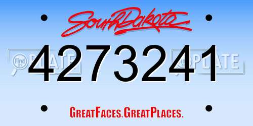 4273241 South Dakota License Plate