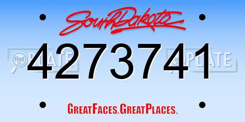 4273741 South Dakota License Plate