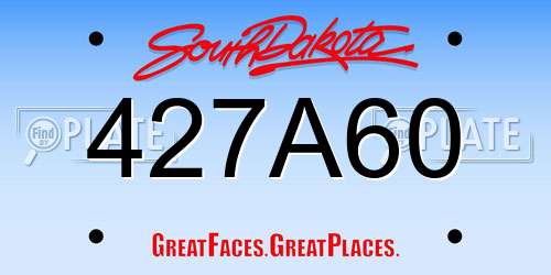 427A60 South Dakota License Plate