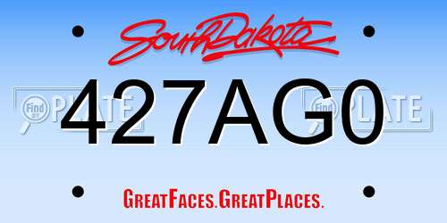 427AG0 South Dakota License Plate