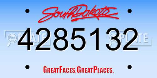 4285132 South Dakota License Plate
