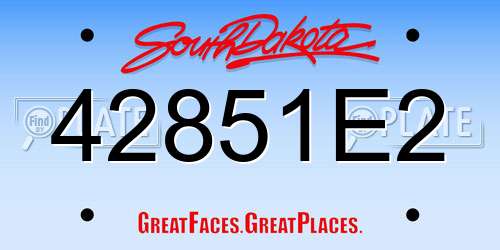 42851E2 South Dakota License Plate