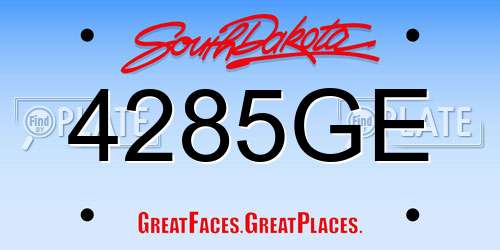 4285GE South Dakota License Plate