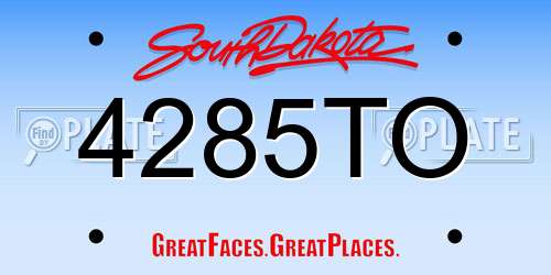 4285TO South Dakota License Plate