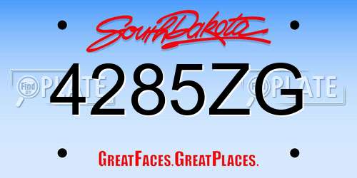 4285ZG South Dakota License Plate