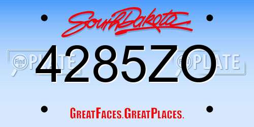 4285ZO South Dakota License Plate