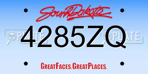 4285ZQ South Dakota License Plate