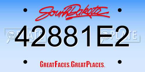 42881E2 South Dakota License Plate