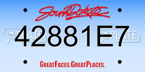 42881E7 South Dakota License Plate
