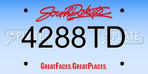 4288TD South Dakota License Plate