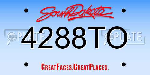 4288TO South Dakota License Plate