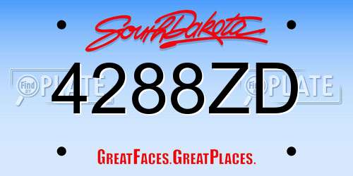 4288ZD South Dakota License Plate