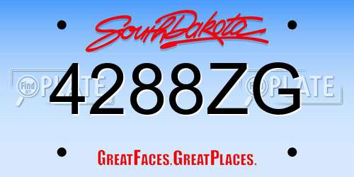 4288ZG South Dakota License Plate