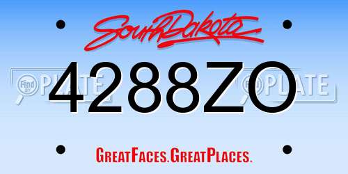 4288ZO South Dakota License Plate