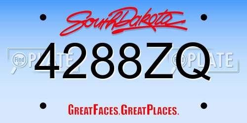 4288ZQ South Dakota License Plate