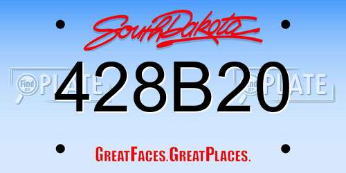 428B20 South Dakota License Plate