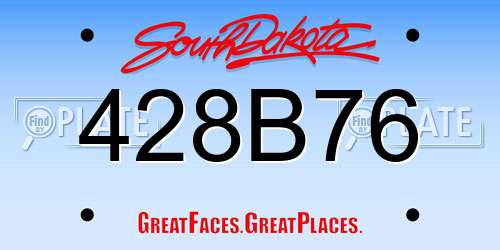 428B76 South Dakota License Plate