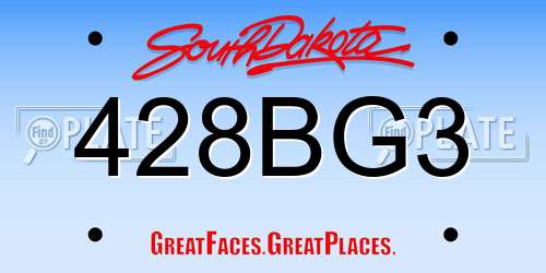 428BG3 South Dakota License Plate