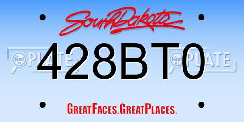 428BT0 South Dakota License Plate