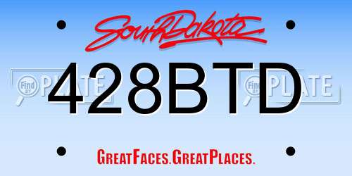 428BTD South Dakota License Plate