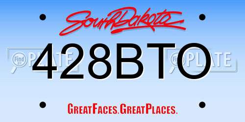 428BTO South Dakota License Plate