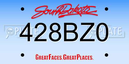 428BZ0 South Dakota License Plate
