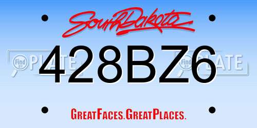 428BZ6 South Dakota License Plate