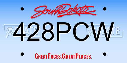 428PCW South Dakota License Plate