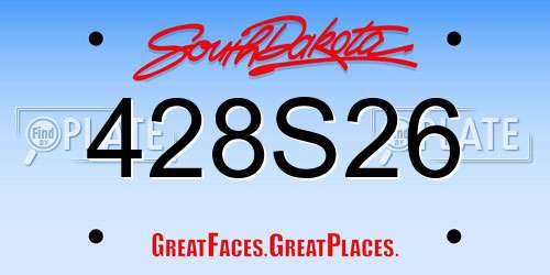 428S26 South Dakota License Plate