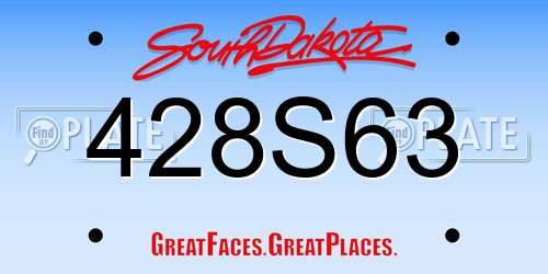 428S63 South Dakota License Plate