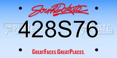 428S76 South Dakota License Plate