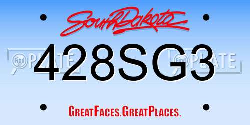 428SG3 South Dakota License Plate