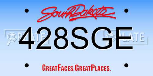 428SGE South Dakota License Plate