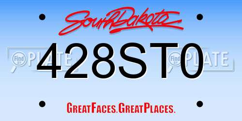 428ST0 South Dakota License Plate