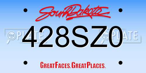 428SZ0 South Dakota License Plate