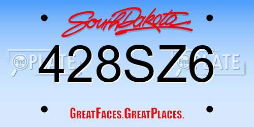428SZ6 South Dakota License Plate