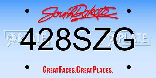 428SZG South Dakota License Plate