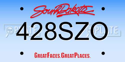 428SZO South Dakota License Plate