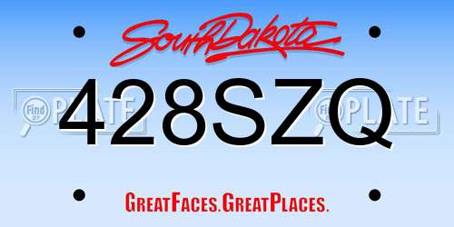 428SZQ South Dakota License Plate