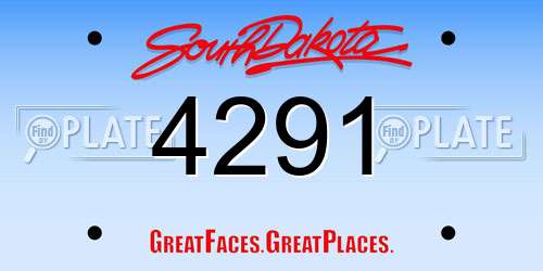 4291 South Dakota License Plate