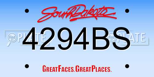 4294BS South Dakota License Plate