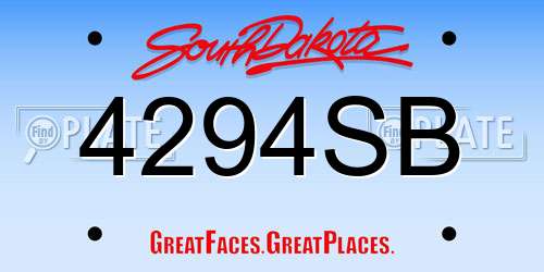 4294SB South Dakota License Plate